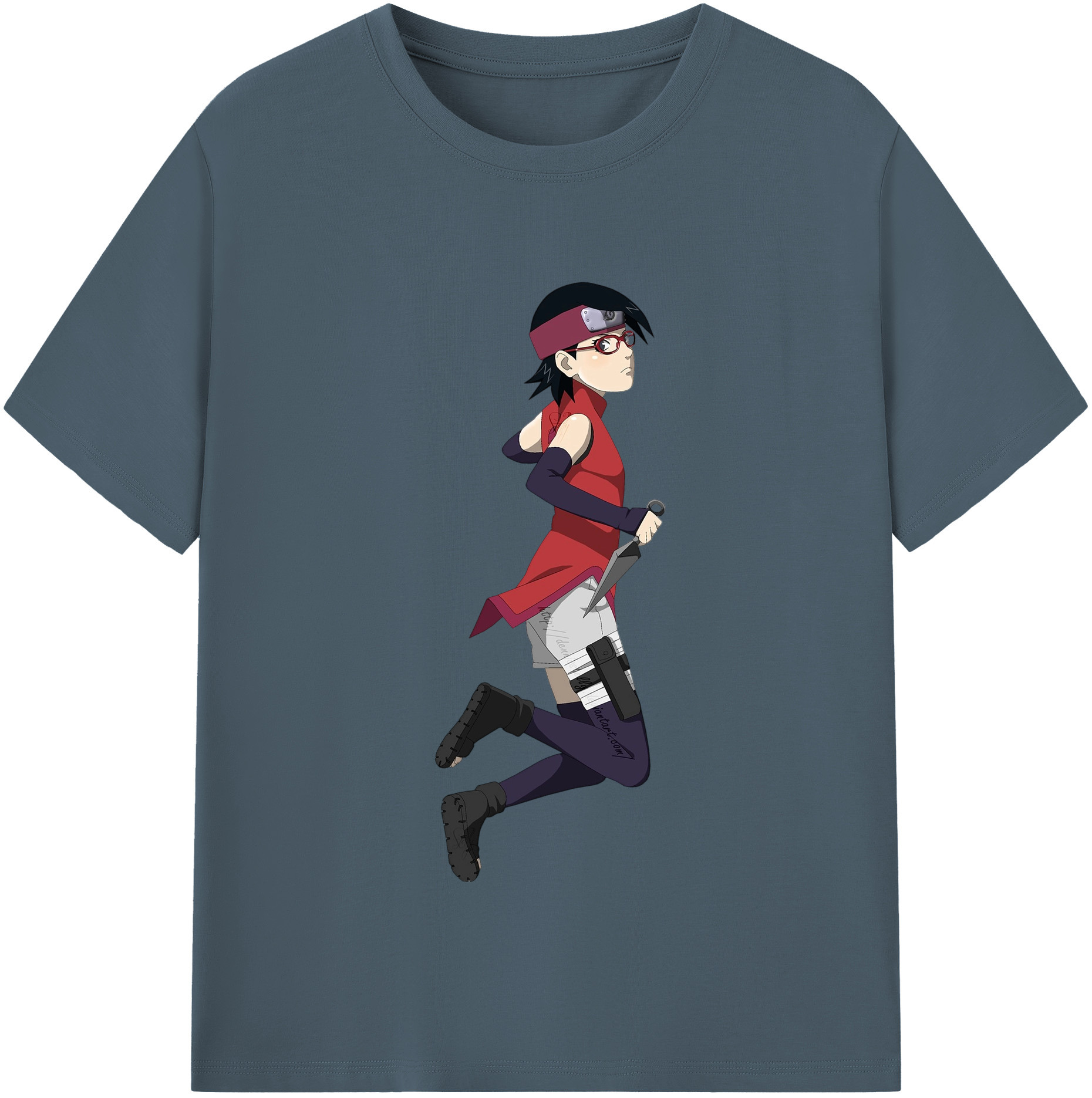 （画像用） NARUTO -ナルト- うちは サラダ Uchiha Sarada 綿100％半袖Tシャツ（フロントプリント）